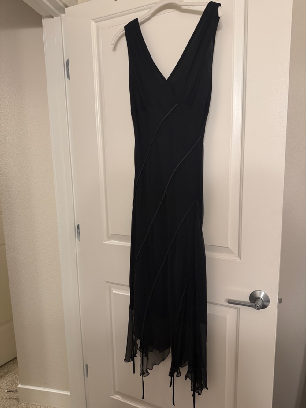 Vintage Y2K Black Silk Slip Dress – 100% Silk, Size 10